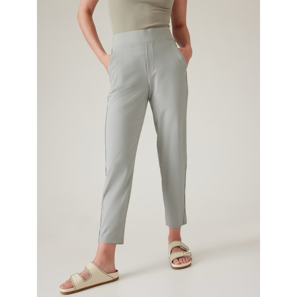 Athleta Brooklyn Textured Ankle Pant City Stripe Coast Grey